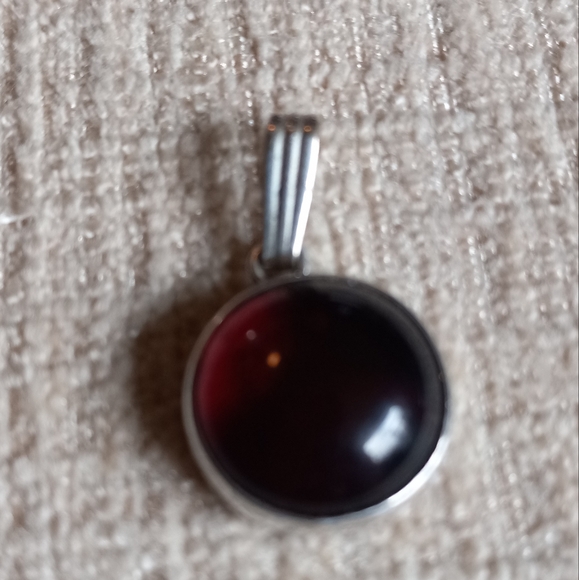 Sterling Silver Baltic Amber Cabochon Pendant - Picture 7 of 15